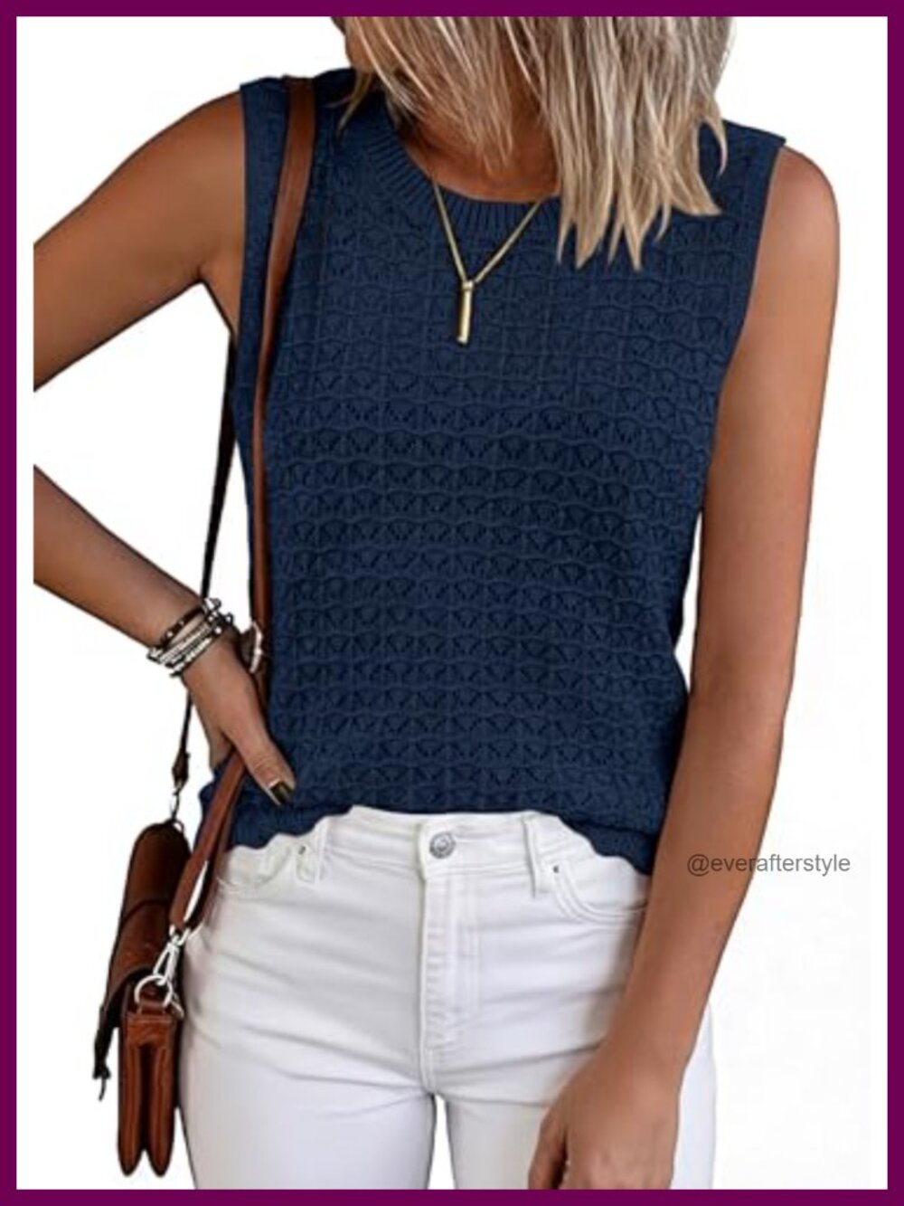 Crochet Sleeveless Sweater Vest Tank Top Loose Fit Knit Summer Beach